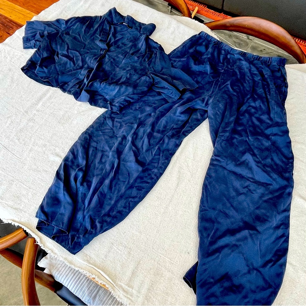Quince washable silk pajama set size M color indigo